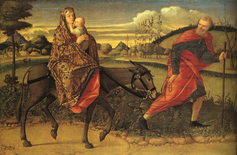CARPACCIO, Vittore The Flight into Egypt fg Norge oil painting art
